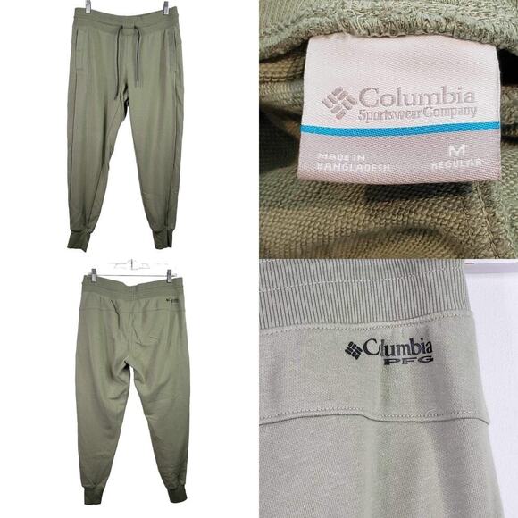 Columbia PFG Jogger Pants Womens Medium Slack Water Terry Green Sweatpants - Picture 1 of 7